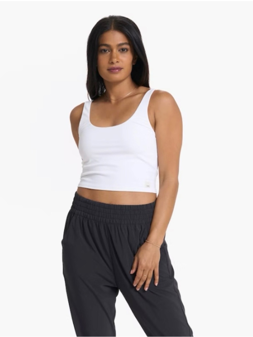 Vuori Daily Crop Scoop Neck Tank Built-in Bra Women XL White VW1027 Slim Fit EUC